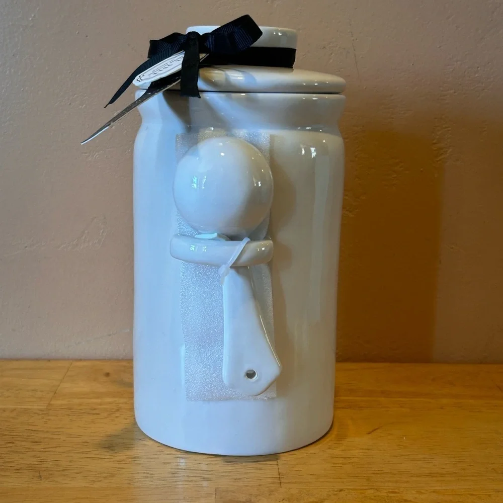 NWTS Rae Dunn “TWO” Gingerbread House Ceramic Kitchen Canister With Spoon.